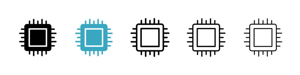 Poster - CPU icons in Multiple Styles Set. Vector Illustration