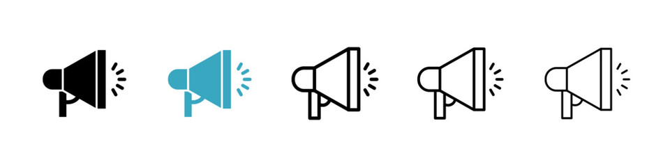 Poster - Bullhorn icons in Multiple Styles Set. Vector Illustration