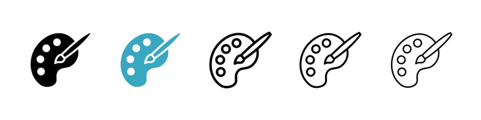 Poster - Brush and Palette icons in Multiple Styles Set. Vector Illustration