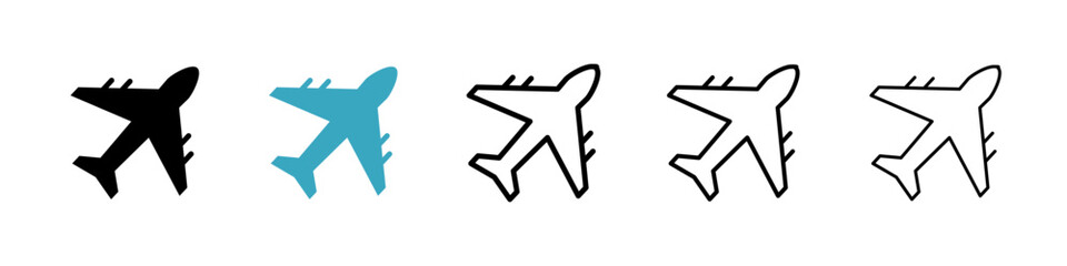 Poster - Airplane icons in Multiple Styles Set. Vector Illustration