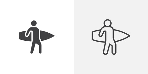 Poster - Surfer icon vector symbol for mobile apps and website UI designs.
