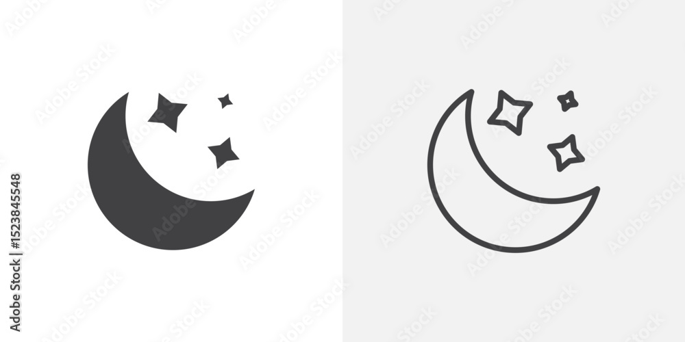 Moon icon vector symbol for mobile apps and website UI designs. Stock ...