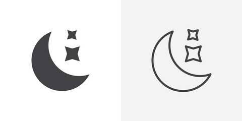 Poster - Moon stars icon vector symbol for mobile apps and website UI designs.