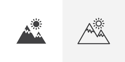 Poster - Mountain icon vector symbol for mobile apps and website UI designs.