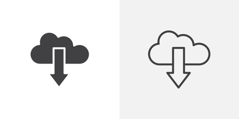Poster - Download from Cloud icon vector symbol for mobile apps and website UI designs.