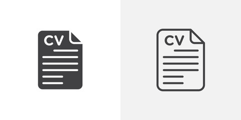 Poster - CV icon vector symbol for mobile apps and website UI designs.