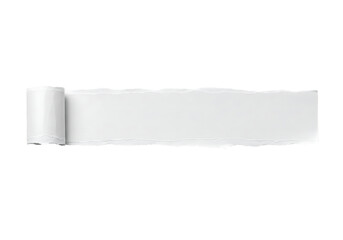Leinwandbilder - Torn White Paper Strip with Rolled Edge on Black Background for Graphic Design Element or Message Overlay