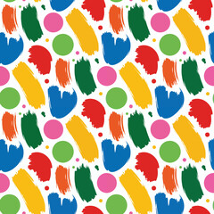 Poster - Abstract colorful paint strokes and circles on white background, concept for textile, fashion, wallpaper, and design projects