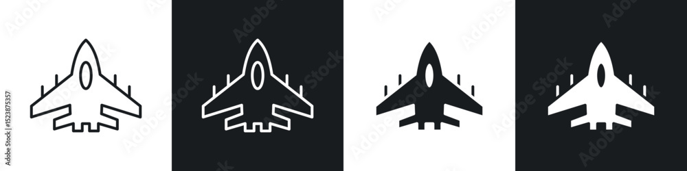 Military aircraft icons in solid and stroke graphics Stock Vector ...
