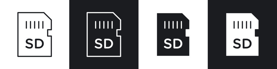 Poster - Memory card icons in solid and stroke graphics