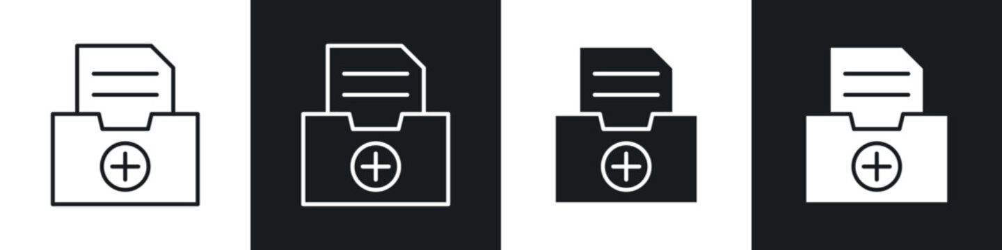 Medical history icons in solid and stroke graphics