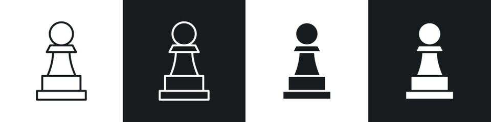 Poster - Chess pawn icons in solid and stroke graphics