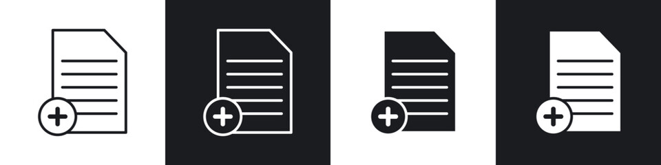 Fototapete - Add document icons in solid and stroke graphics