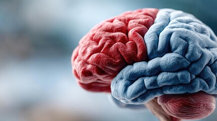 Aufkleber - Brain and emotion including fear and mental balance concept. Close-up of a human brain illustrating cognitive functions.