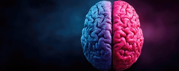 Poster - Brain and emotion including fear and mental balance concept. A vibrant and colorful depiction of a human brain.