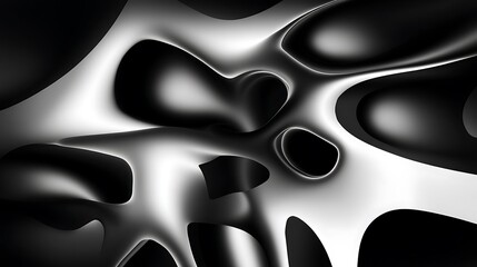 Poster - Abstract flowing metallic shapes on dark background
