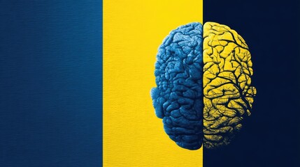 Poster - Brain and emotion including fear and mental balance concept. A colorful representation of the human brain's emotional state.