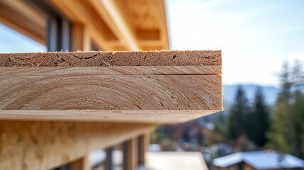 Aufkleber - Close-up view of cross-laminated timber showcasing detailed wood grain texture in a natural setting