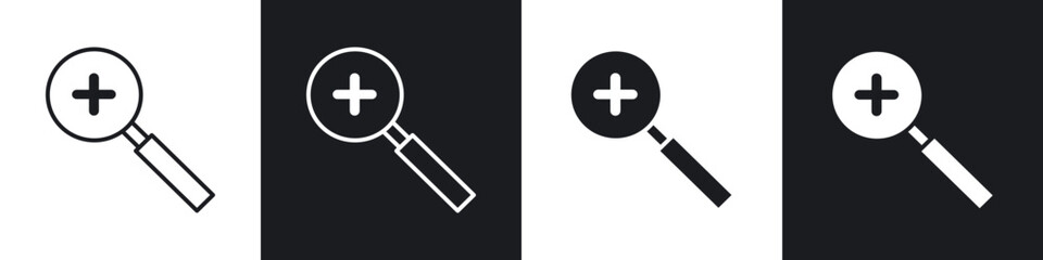 Poster - Zoom in icons in flat and thin stroke style