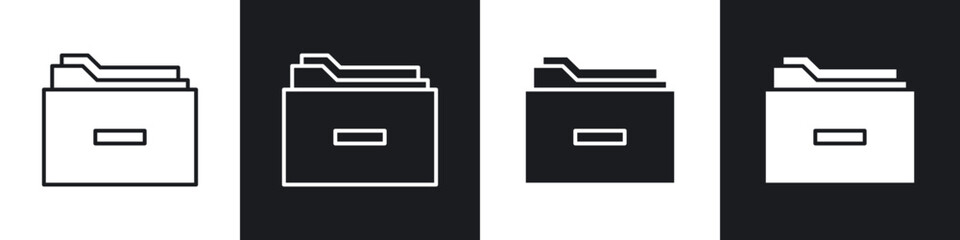 Poster - Store files icons in flat and thin stroke style