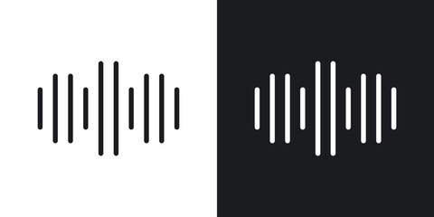 Poster - Sound wave icons in flat and thin stroke style