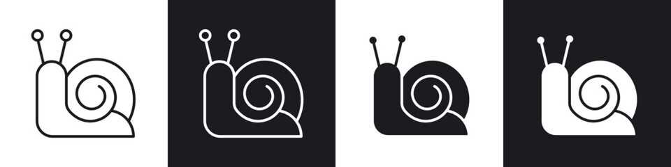 Aufkleber - Snail icons in flat and thin stroke style