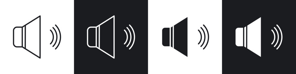 Poster - Speaker icons in flat and thin stroke style