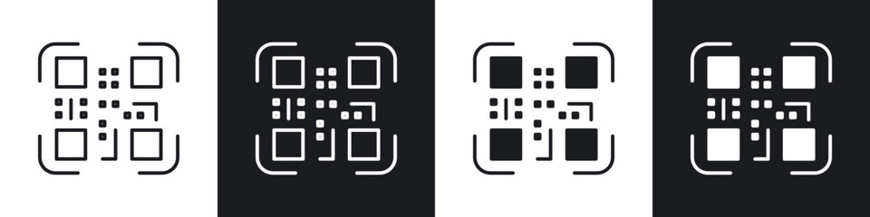 Poster - QR code icons in flat and thin stroke style