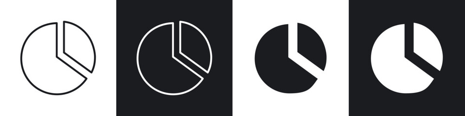 Poster - Pie chart icons in flat and thin stroke style