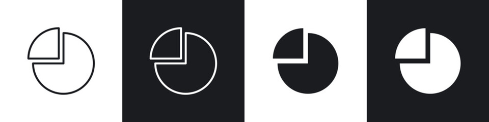 Poster - Pie chart icons in flat and thin stroke style