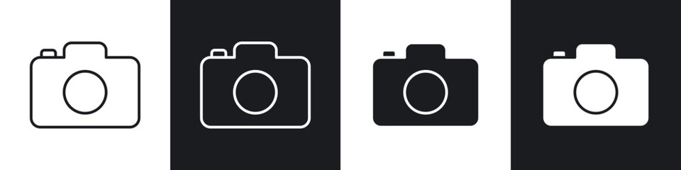 Poster - Photo Camera icons in flat and thin stroke style