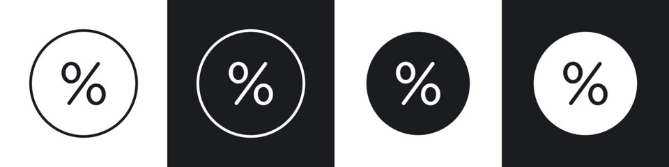 Poster - Percentage icons in flat and thin stroke style