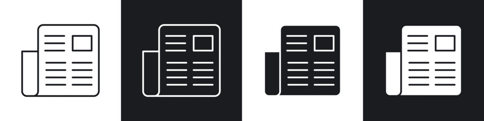 Poster - News icons in flat and thin stroke style