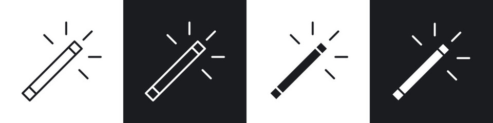 Poster - Magic wand icons in flat and thin stroke style