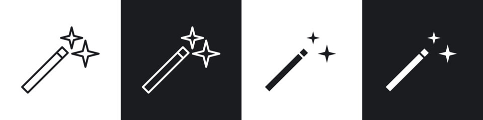 Poster - Magic icons in flat and thin stroke style