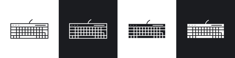Poster - Keyboard icons in flat and thin stroke style