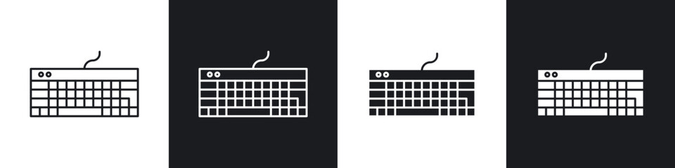 Poster - Keyboard icons in flat and thin stroke style