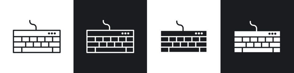 Poster - Keyboard icons in flat and thin stroke style
