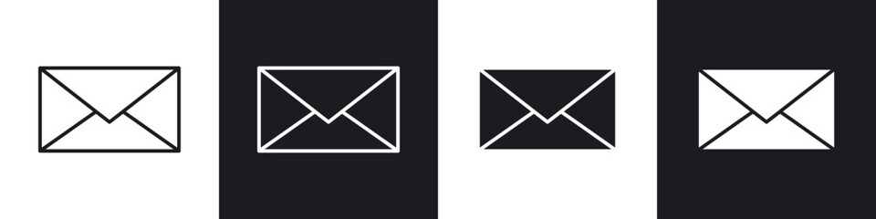 Poster - Inbox icons in flat and thin stroke style
