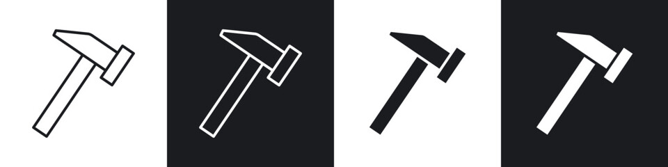 Poster - Hammer icons in flat and thin stroke style