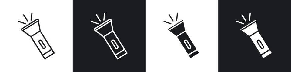 Poster - Flashlight icons in flat and thin stroke style