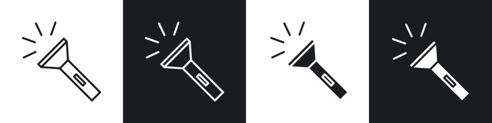 Poster - Flashlight icons in flat and thin stroke style