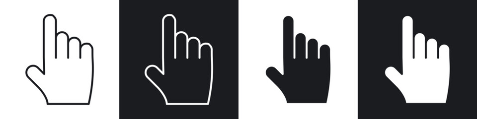 Poster - Finger icons in flat and thin stroke style
