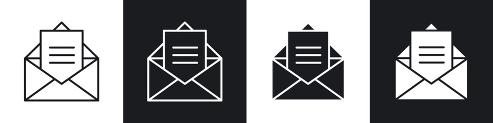 Poster - Email icons in flat and thin stroke style