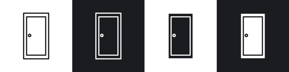 Poster - Door icons in flat and thin stroke style