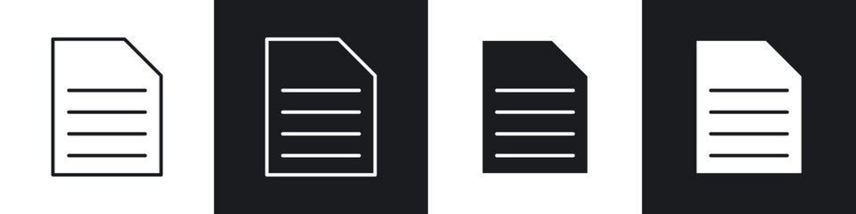 Fototapete - Document icons in flat and thin stroke style