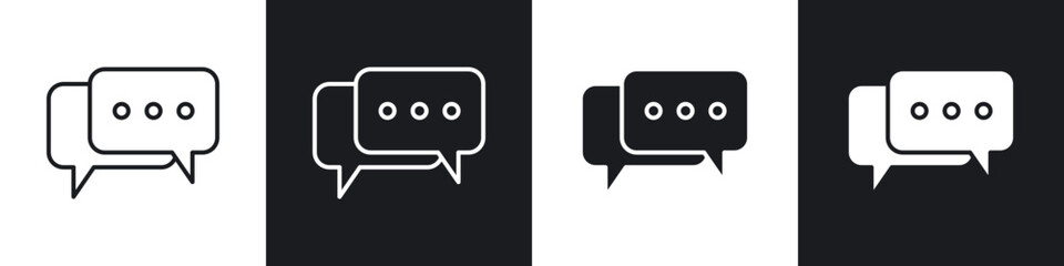 Poster - Chat icons in flat and thin stroke style