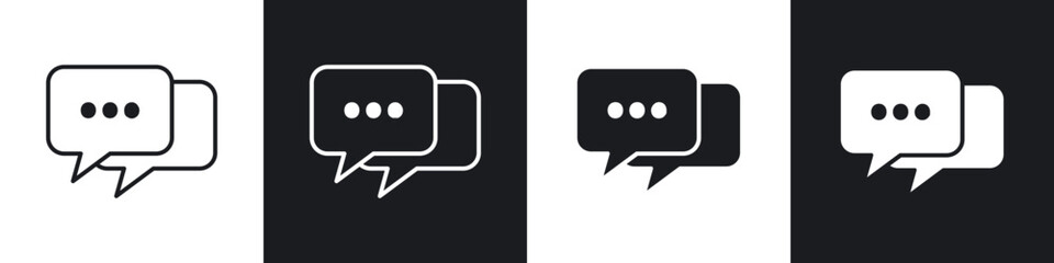 Poster - Chat icons in flat and thin stroke style