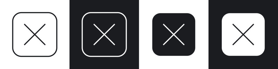 Poster - Cancel icons in flat and thin stroke style