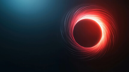 Wall Mural - abstract representation of a luminous black hole surrounded by swirling red and blue light in a cosm